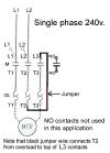 Wiring diagram 240v single phase showing NO contacts.