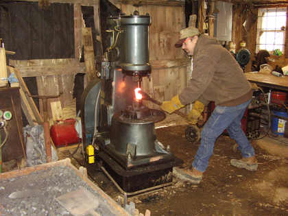 Winter operation ~ forging a hand hammer during a cold winter day.