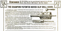 1909 Champion Catalog - Straight shank drill bits and the Champion Blower & Forge Company 'Never Slip Chuck' - CLICK HERE TO ENLARGE