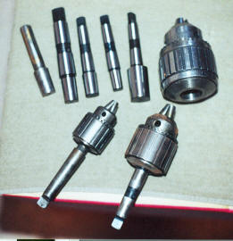 Drill chuck arbors available in a variety of size cominations