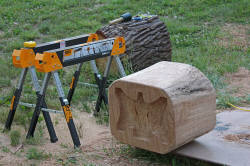 Large anvil log wood work finished