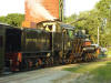 Lima gear drive engine - Train pulling into North Village station. 2008 Old Thresher's Reunion, Mt. Pleasant, Iowa