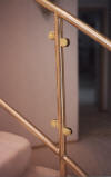 Close up view of panel brackets on stairs