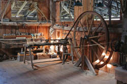 Great Wheel Wood Lathe - Barn - Log Village - Midwest Old Threshers Reunion 2023